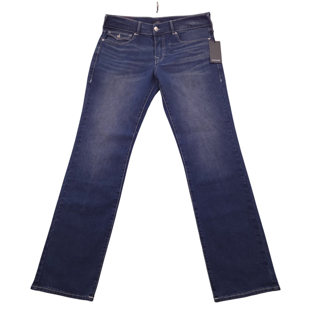 NWT True Religion Ricky Relaxed Straight Jeans Dark Humid Wash Mens 34x34 108374